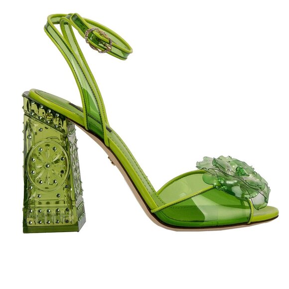 Dolce & Gabbana - Cinderella Transparent Crystal Pumps Sandals KEIRA Green 40 10 - Picture 1 of 5